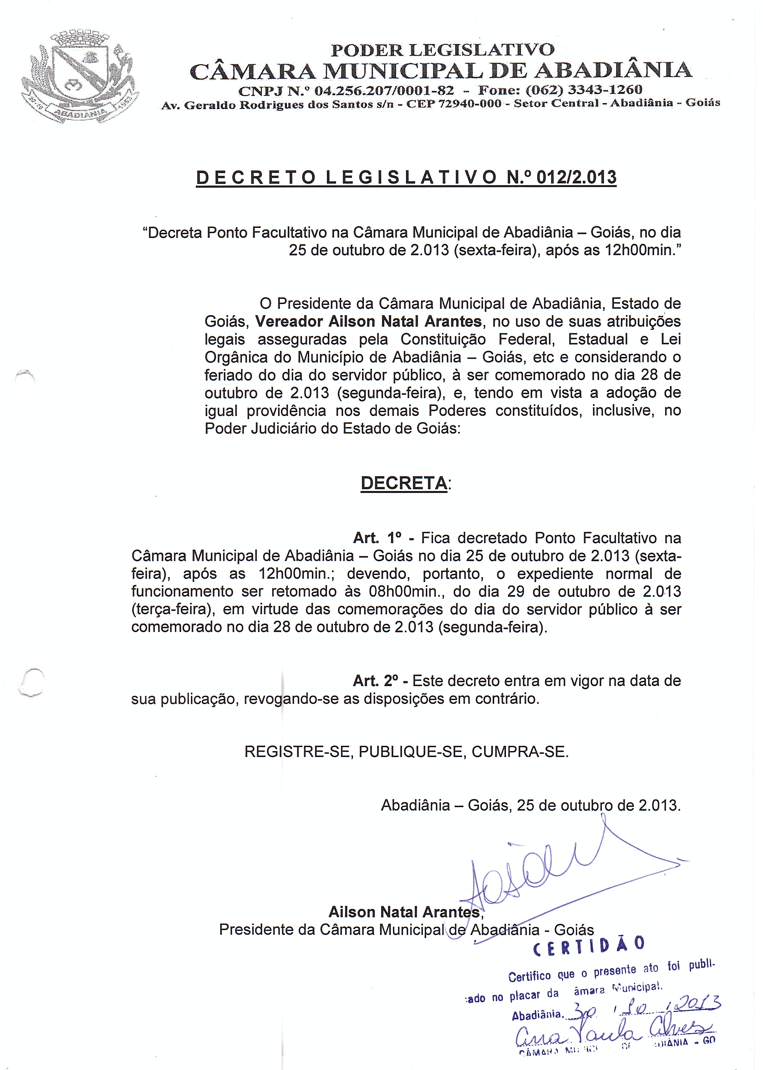 Decreto Legislativo n° 012-2013