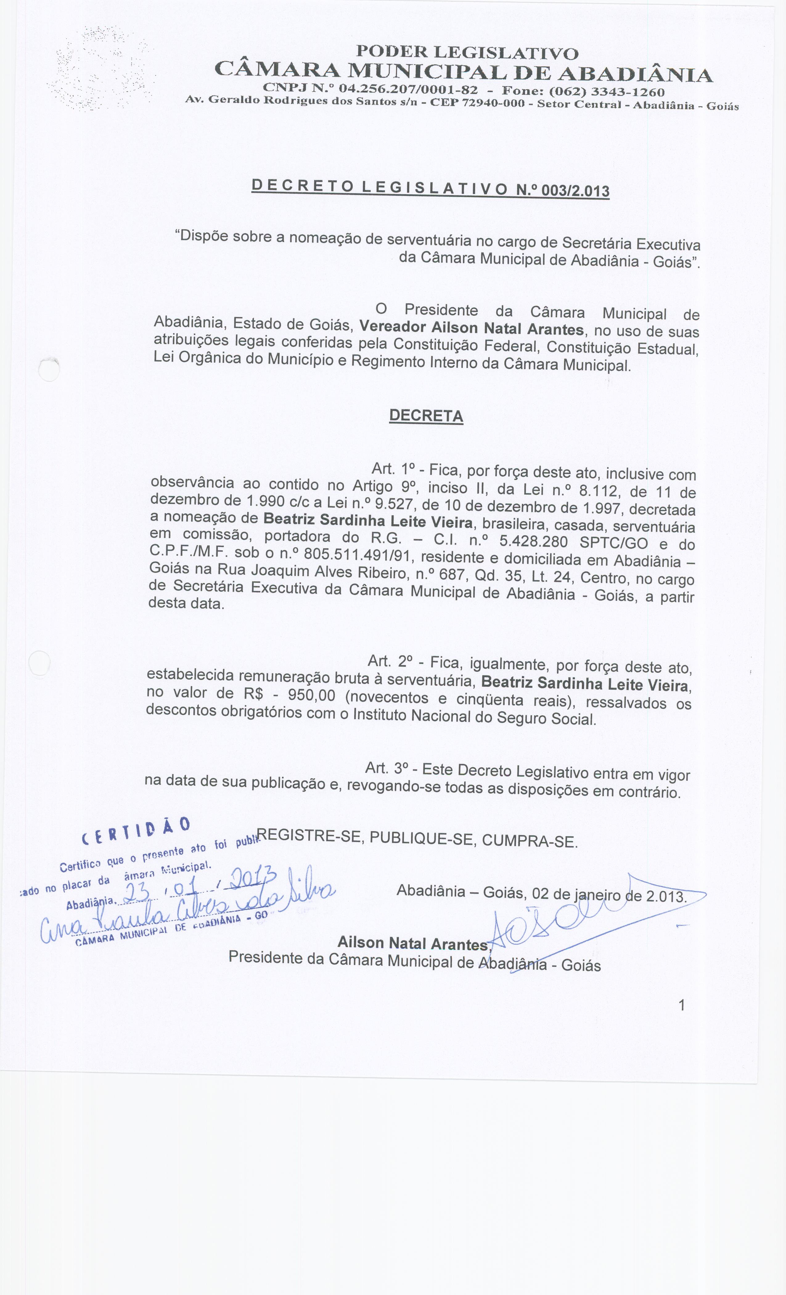Decreto Legislativo n° 003-2013
