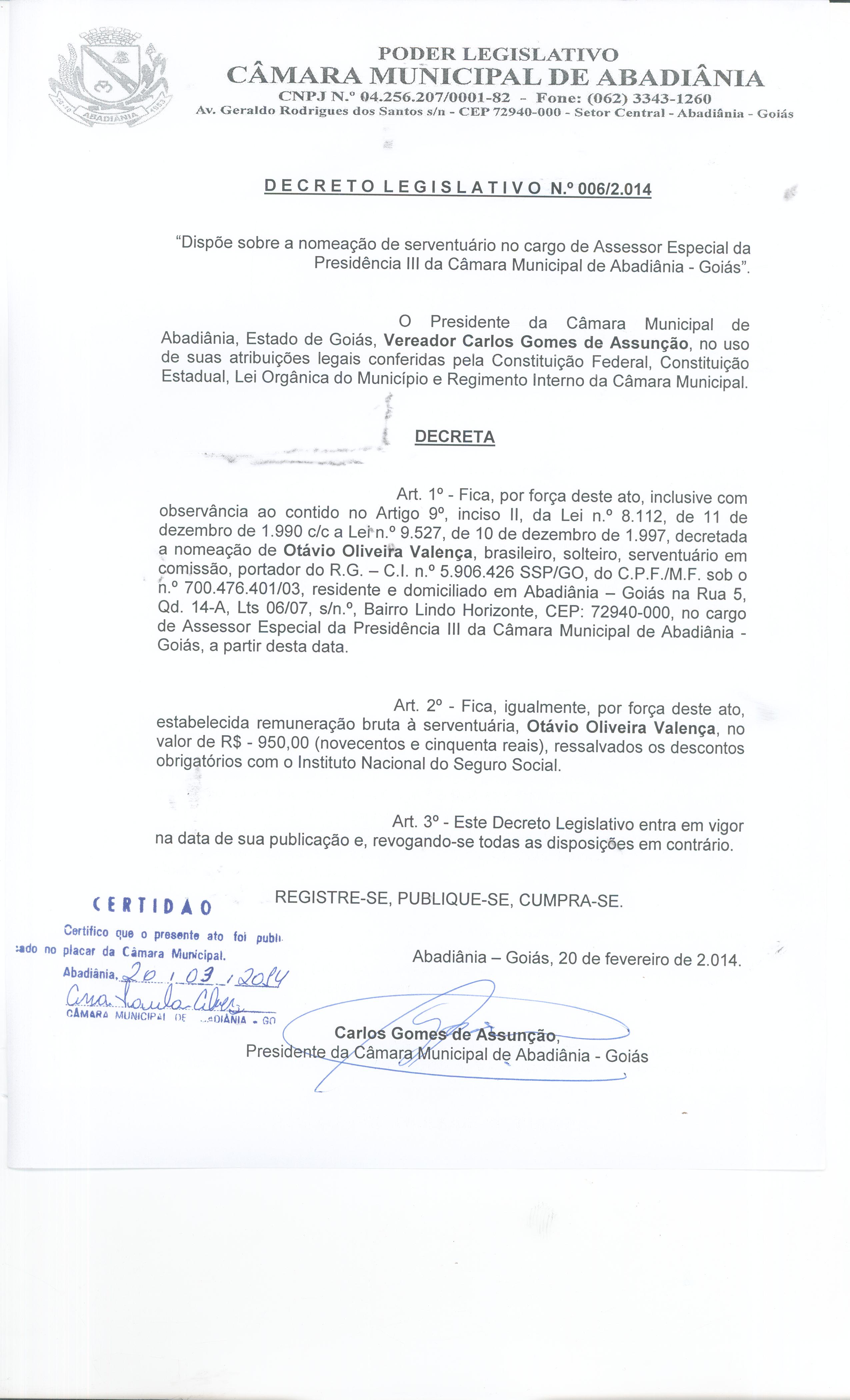 Decreto Legislativo n° 006-2014