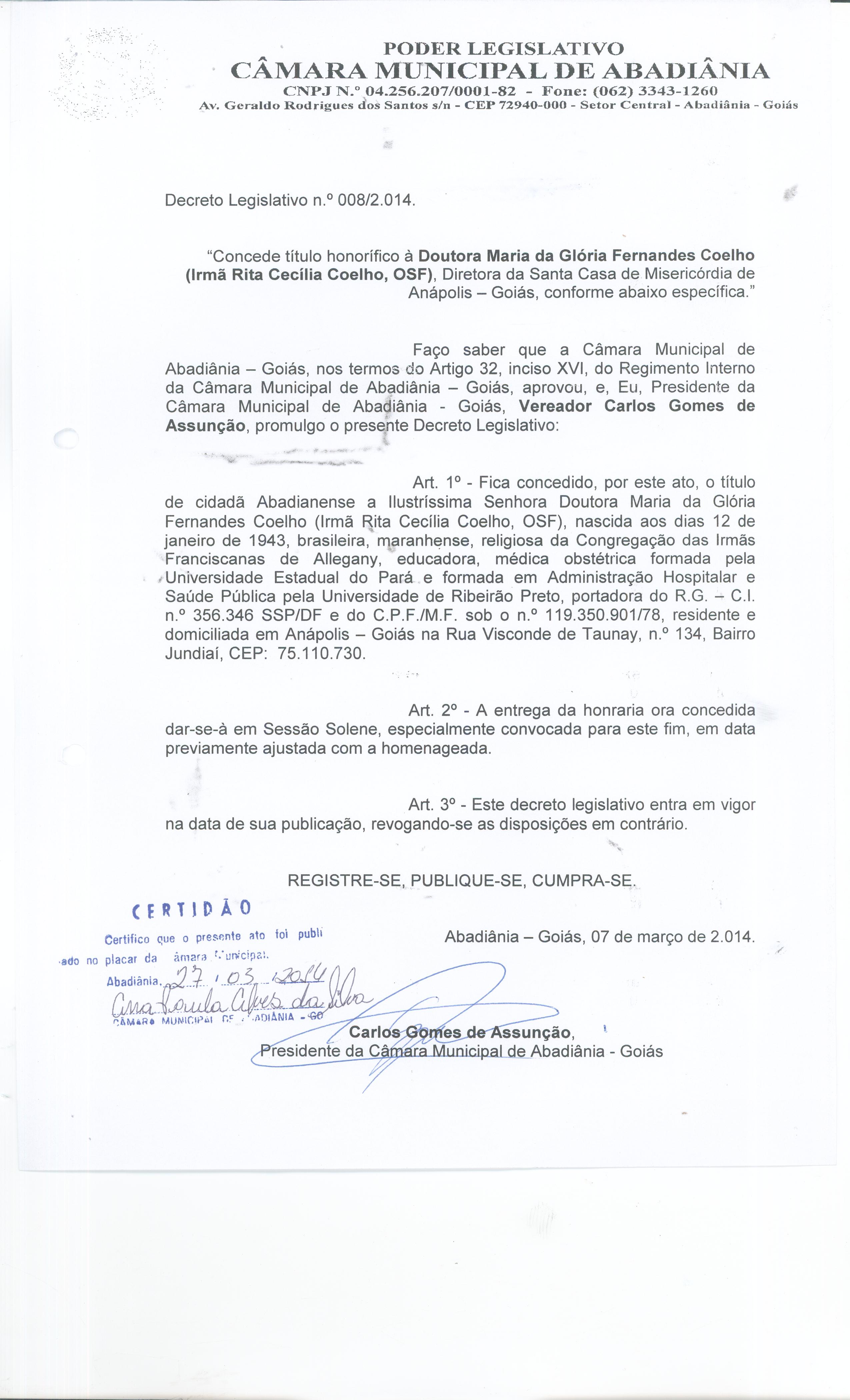 Decreto Legislativo n° 008-2014